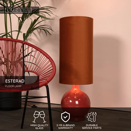 Lucide ESTERAD - Floor lamp - Ø 34 cm - 1xE27 - Orange - USP